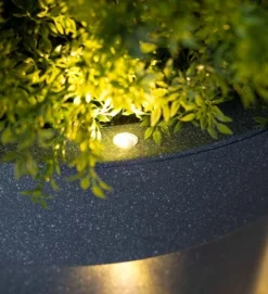 Evergreen Outdoor Fiberglass Planter With Solar Lights, Dark Grey 15x15x16 In -Evergreen Store GUEST 0761459e 0217 4bcd 8ac0 2956e638dfb2