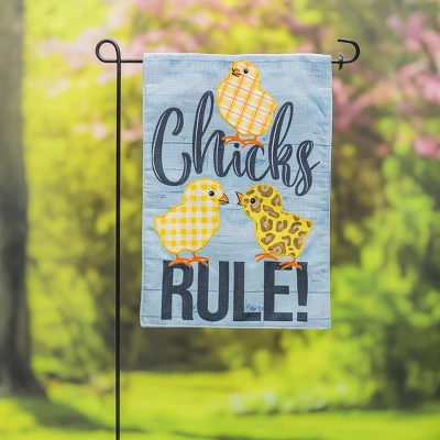 Evergreen Patterned Chicks Rule Garden Burlap Flag 12.5 X 18 Inches Indoor Outdoor Decor 5 Evergreen Patterned Chicks Rule Garden Burlap Flag 12.5 X 18 Inches Indoor Outdoor Decor - Image 3