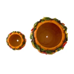 Evergreen Plow & Hearth Indoor/Outdoor Fall Orange Pumpkin Planters In Weather-Safe Resin With Drain Hole, Set Of 2, 8" Dia. X 6"H And 15" Dia. X 12"H -Evergreen Store GUEST 104c3d99 d082 4cd4 9704 6edaf112f6ba