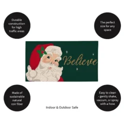Evergreen Santa Believe Indoor Outdoor Natural Coir Doormat 1'4"x2'4" Green -Evergreen Store GUEST 166c344f c521 41b0 896a 8b07538b094c