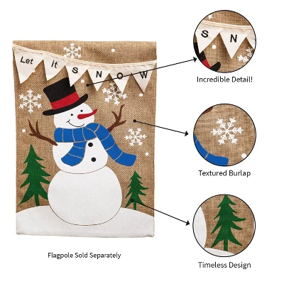 Evergreen Let It Snow Garden Burlap Flag 12.5 X 18 Inches Indoor Outdoor Decor 6 Evergreen Let It Snow Garden Burlap Flag 12.5 X 18 Inches Indoor Outdoor Decor - Image 4