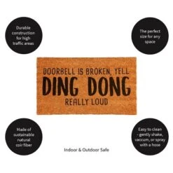 Evergreen Doorbell Broken Yell "Ding-Dong Really Loud Indoor Outdoor Doormat 1'4"x2'4" Brown -Evergreen Store GUEST 1a0e0466 824b 4d5c b874 00861cc19b1f