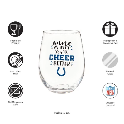 Evergreen Indianapolis Colts, 17oz Boxed Stemless Wine 4 Evergreen Indianapolis Colts, 17oz Boxed Stemless Wine - Image 2