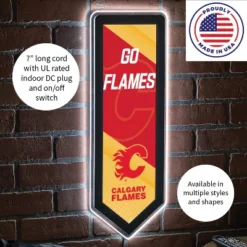 Evergreen Ultra-Thin Glazelight LED Wall Decor, Pennant, Calgary Flames- 9 X 23 Inches Made In USA -Evergreen Store GUEST 2a7c2920 8046 4098 8201 096d6dc71a17
