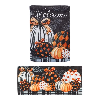 Evergreen Elegant Pattern Pumpkins Set Of 2 Garden Flag And Sassafras Doormat Bundle Set 6 Evergreen Elegant Pattern Pumpkins Set Of 2 Garden Flag And Sassafras Doormat Bundle Set - Image 4