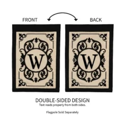 Evergreen Flag Cambridge Chic Letter W Monogram Applique Garden Flag - 12.5" Wide X 18" High -Evergreen Store GUEST 2e78bdef f7ec 4c37 8e82 f654f423c579