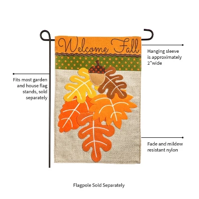 Evergreen Fall Leaves Garden Burlap Flag 12.5 X 18 Inches Indoor Outdoor Decor 4 Evergreen Fall Leaves Garden Burlap Flag 12.5 X 18 Inches Indoor Outdoor Decor - Image 2