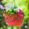 Evergreen Hanging Portly Bird Planter, Red Cardinal- 8 X 6 X 6 Inches Fade And Weather Resistant Outdoor Decoration For Homes, Yards And Gardens