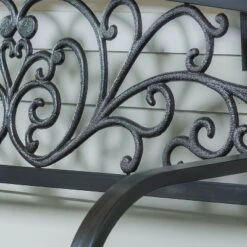 Evergreen Blooming Garden Metal Bench, Black -Evergreen Store GUEST 3a5a1985 e61e 4db0 86c3 d8179ec22134