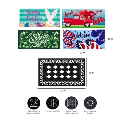 Evergreen Indoor Outdoor Doormat Bundle Set Of 5 - Frame And 4 Holiday Seasonal Inserts Valentine's Truck Easter 4th Of July And St. Patricks 8 Evergreen Indoor Outdoor Doormat Bundle Set Of 5 - Frame And 4 Holiday Seasonal Inserts Valentine's Truck Easter 4th Of July And St. Patricks - Image 6