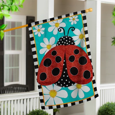 Evergreen Ladybug With Daisies Applique House Flag 28 X 44 Inches Outdoor Decor For Homes And Gardens 6 Evergreen Ladybug With Daisies Applique House Flag 28 X 44 Inches Outdoor Decor For Homes And Gardens - Image 4