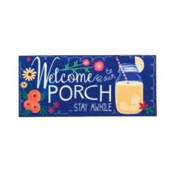 Evergreen Indoor Outdoor Doormat Bundle Set Of 5 - Frame And 4 Welcome Seasonal Inserts Pumpkins Lemonade Snowman Floral