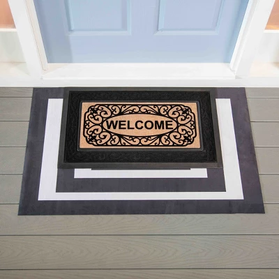 Evergreen Black And White Frame Layering Mat Indoor Outdoor 2'2"x3'6" Black 3 Evergreen Black And White Frame Layering Mat Indoor Outdoor 2'2"x3'6" Black