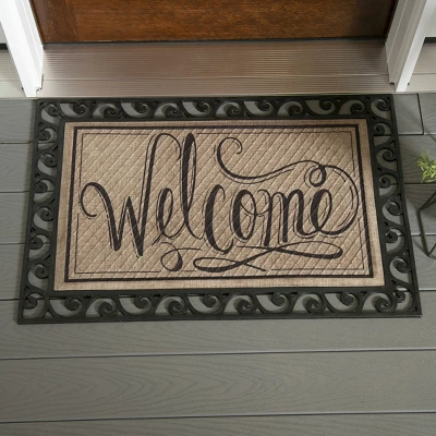Evergreen Scroll Cutout Embossed Floor Mat Indoor Outdoor Rubber Tray 2'x3' Fits Embossed Doormats Size 30"x18" Black 9 Evergreen Scroll Cutout Embossed Floor Mat Indoor Outdoor Rubber Tray 2'x3' Fits Embossed Doormats Size 30"x18" Black - Image 7