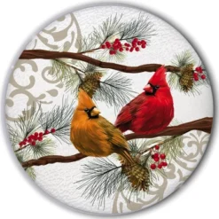 Evergreen New Creative Seasonal Cardinals Glass Patio Table