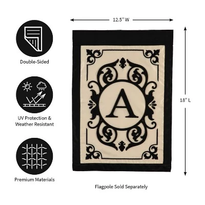 Evergreen Flag Cambridge Chic Letter A Monogram Applique Garden Flag - 12.5" Wide X 18" High 3 Evergreen Flag Cambridge Chic Letter A Monogram Applique Garden Flag - 12.5" Wide X 18" High