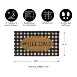 Evergreen Buffalo Check Welcome Indoor Outdoor Natural Coir Doormat 1'4"x2'4" Black 10 Evergreen Buffalo Check Welcome Indoor Outdoor Natural Coir Doormat 1'4"x2'4" Black -Evergreen Store GUEST 5b7e322f 471e 4e4b 86a0 c2afa1217182