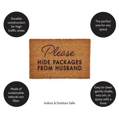 Evergreen Please Hide Packages From Husband Coir Mat- 16 X 28 Inches Interchangeable Floormat For Homes, Gardens And Yards 4 Evergreen Please Hide Packages From Husband Coir Mat- 16 X 28 Inches Interchangeable Floormat For Homes, Gardens And Yards - Image 2