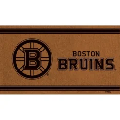 Evergreen Boston Bruins Logo Turf Mat, Brown- 28 X 16 Inches Indoor Outdoor Doormat