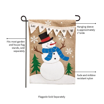 Evergreen Let It Snow Garden Burlap Flag 12.5 X 18 Inches Indoor Outdoor Decor 4 Evergreen Let It Snow Garden Burlap Flag 12.5 X 18 Inches Indoor Outdoor Decor - Image 2