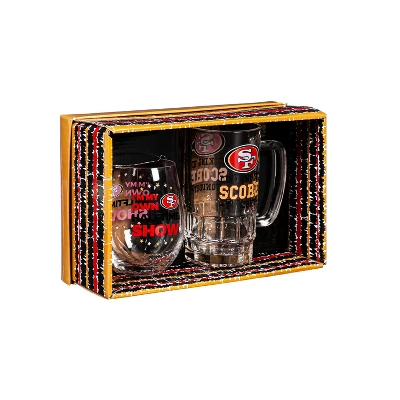 Evergreen San Francisco 49ers, Stemless 17OZ Wine & Beer 16 OZ Gift Set 3 Evergreen San Francisco 49ers, Stemless 17OZ Wine & Beer 16 OZ Gift Set