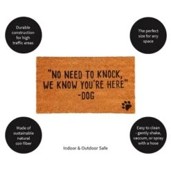 Evergreen Don't Knock The Dogs Know You Are Here Natural Coir Indoor Outdoor Doormat 1'4"x2'4" Brown -Evergreen Store GUEST 6c7e037d 464c 4552 b4e6 f42c459302a3