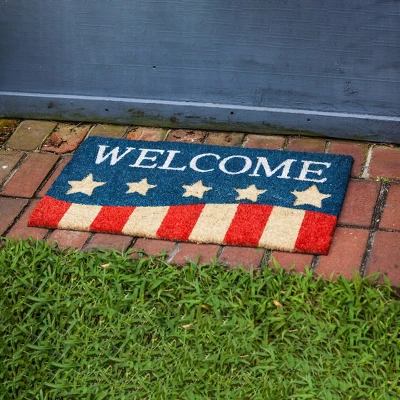 Evergreen Patriotic Stripes Indoor Outdoor Natural Coir Doormat 1'4"x2'4" Multicolored 5 Evergreen Patriotic Stripes Indoor Outdoor Natural Coir Doormat 1'4"x2'4" Multicolored - Image 3