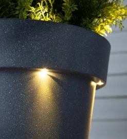 Evergreen Outdoor Fiberglass Planter With Solar Lights, Dark Grey 15x15x16 In -Evergreen Store GUEST 910fdb96 e533 4f96 ac08 fc25d404dbe8