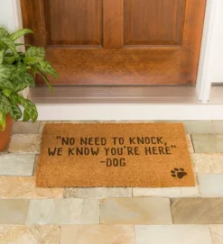 Evergreen Don't Knock The Dogs Know You Are Here Natural Coir Indoor Outdoor Doormat 1'4"x2'4" Brown