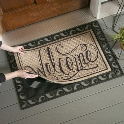 Evergreen Scroll Cutout Embossed Floor Mat Indoor Outdoor Rubber Tray 2'x3' Fits Embossed Doormats Size 30"x18" Black 7 Evergreen Scroll Cutout Embossed Floor Mat Indoor Outdoor Rubber Tray 2'x3' Fits Embossed Doormats Size 30"x18" Black - Image 5