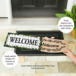 Evergreen Boxwood Framed Plaid Sassafras Indoor Outdoor Switch Doormat 10 X 22 Gray -Evergreen Store GUEST 999dba46 ff95 4fe5 8160 8096c69648fe