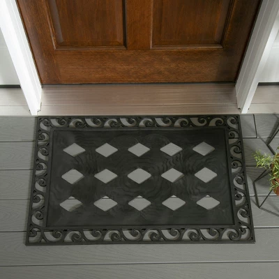 Evergreen Scroll Cutout Embossed Floor Mat Indoor Outdoor Rubber Tray 2'x3' Fits Embossed Doormats Size 30"x18" Black 4 Evergreen Scroll Cutout Embossed Floor Mat Indoor Outdoor Rubber Tray 2'x3' Fits Embossed Doormats Size 30"x18" Black - Image 2