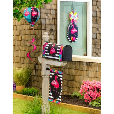 Evergreen Flamingo Stripes And Flowers Garden Applique Flag 12.5 X 18 Inches Indoor Outdoor Decor 4 Evergreen Flamingo Stripes And Flowers Garden Applique Flag 12.5 X 18 Inches Indoor Outdoor Decor - Image 2
