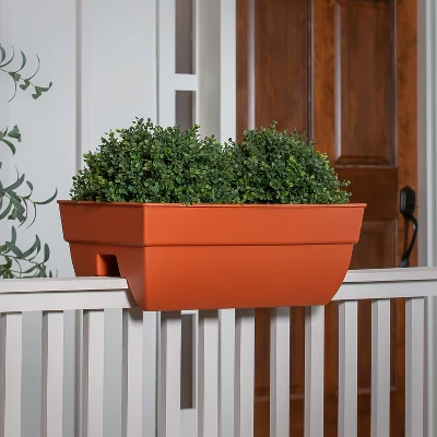 Evergreen 24" Railing Planter, Terra Cotta 3 Evergreen 24" Railing Planter, Terra Cotta