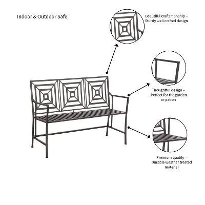 Evergreen Bronze Square Back Garden Bench 3 Evergreen Bronze Square Back Garden Bench - Image 2