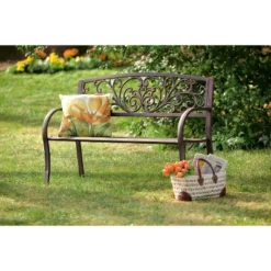 Evergreen Blooming Garden Metal Bench -Evergreen Store GUEST b30caf02 b151 422f a54b 1e7bc1b6d71b