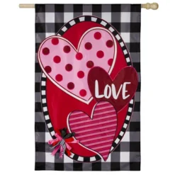 Evergreen Hearts And Love Applique House Flag 28 X 44 Inches Outdoor Decor For Homes And Gardens