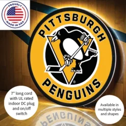 Evergreen Ultra-Thin Edgelight LED Wall Decor, Round, Pittsburgh Penguins- 23 X 23 Inches Made In USA -Evergreen Store GUEST b932d0de 2067 4ab3 b95e 5ccbca840e6f