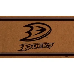 Evergreen Anaheim Ducks Logo Turf Mat, Brown- 28 X 16 Inches Indoor Outdoor Doormat