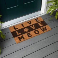 Evergreen Live Love Meow Indoor Outdoor Natural Coir Doormat 1'4"x2'4" Multicolored -Evergreen Store GUEST be58866c 7aa3 407c 9156 813885167fa7