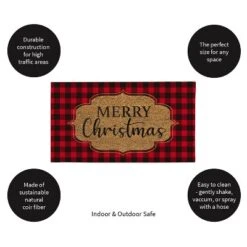 Evergreen Buffalo Check Christmas Indoor Outdoor Natural Coir Doormat 1'4"x2'4" Red -Evergreen Store GUEST c22bbf96 8462 428d 8a89 e83e0f8c4955