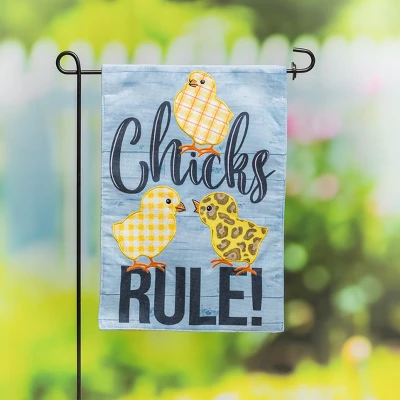 Evergreen Patterned Chicks Rule Garden Burlap Flag 12.5 X 18 Inches Indoor Outdoor Decor 4 Evergreen Patterned Chicks Rule Garden Burlap Flag 12.5 X 18 Inches Indoor Outdoor Decor - Image 2