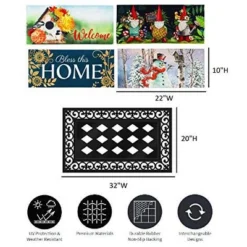 Evergreen Indoor Outdoor Doormat Bundle Set Of 5 - Frame And 4 Welcome Seasonal Inserts Garden Gnomes Birdhouse Snowman Bless This Home -Evergreen Store GUEST d3007973 6a8e 4c5d 9053 f8d7dc941943