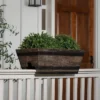 Evergreen 24" Railing Planter, Square Whisky Barrel Finish