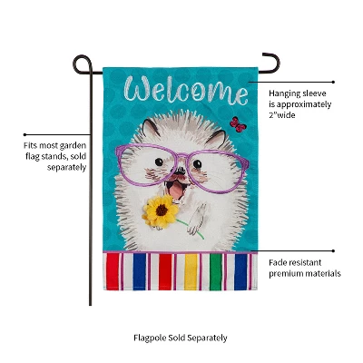 Evergreen Hedgehog Pal Garden Linen Flag 12.5 X 18 Inches Indoor Outdoor Decor 4 Evergreen Hedgehog Pal Garden Linen Flag 12.5 X 18 Inches Indoor Outdoor Decor - Image 2
