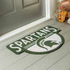 Evergreen Michigan State University Indoor Outdoor Natural Shaped Coir Doormat 1'6"x2'4" Multicolored