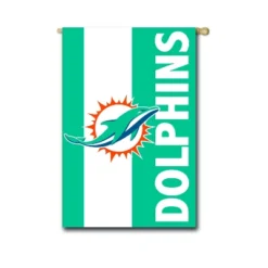 Evergreen NFL Miami Dolphins Embroidered Logo Applique House Flag, 28x44