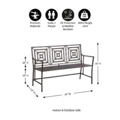 Evergreen Bronze Square Back Garden Bench