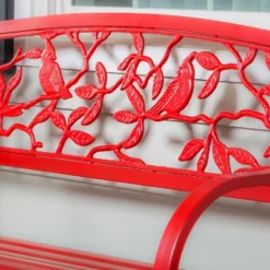 Evergreen Cardinals Metal Garden Bench, Red -Evergreen Store GUEST f84dd433 a793 47d8 bffc cc29a148164f