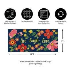 Evergreen Live Laugh Love Floral Sassafras Indoor Outdoor Switch Doormat 1'10"x10" Blue -Evergreen Store GUEST fc4a2a82 e82a 4c19 8ff6 376e781eaa6a